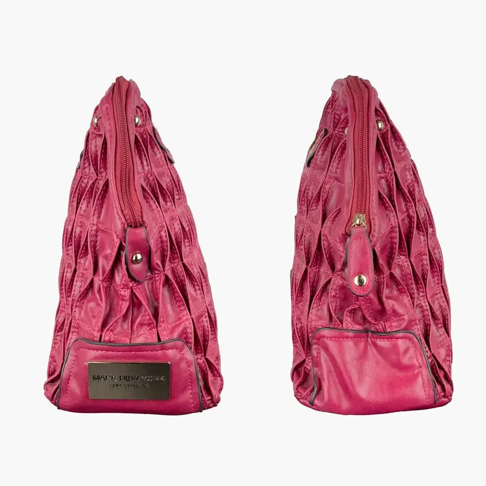 ANDREW MARC Pleated Leather Shoulder Bag (Rose Pink) - Picture 3 of 10